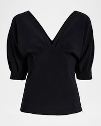 Proenza Schouler - Darena V-Neck Compact Stretch Crepe Top - Lyst