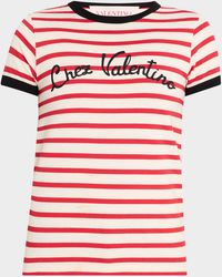 Valentino Garavani - Striped Cotton Jersey Short-Sleeve T-Shirt - Lyst