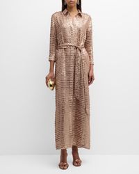 L'Agence - Cameron Sequined Maxi Shirtdress - Lyst