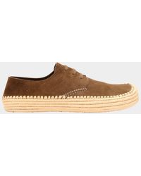 Loewe - Rio Suede And Raffia Lace-Up Shoes - Lyst