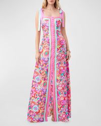 Trina Turk - Cami Floral-Print Button-Front Maxi Dress - Lyst