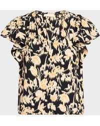 Ulla Johnson - Lilo Flutter-Sleeve Blouse - Lyst