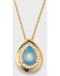 David Kord - 18k Yellow Gold Pendant With Oval Opal And Diamonds, 2.31tcw - Lyst