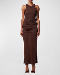 Carolina Herrera - Ruched Jersey Sleeves Maxi Dress - Lyst