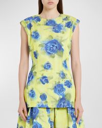 Marni - Floral Print Top With Zig-Zag Seam Detail - Lyst