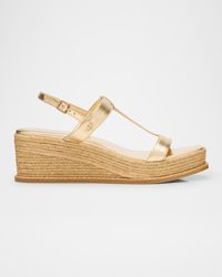 Jimmy Choo - Theia 60 Metallic Leather Wedge Sandals - Lyst