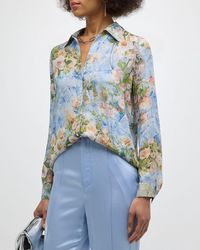 L'Agence - Nina Floral Silk Blouse - Lyst