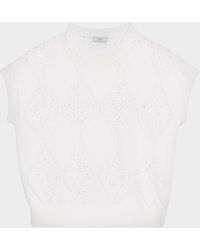Peserico - Tricot Sequin Diamond-Pattern Cotton Sweater - Lyst