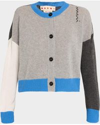 Marni - Colorblock Cashmere Crewneck Cardigan - Lyst