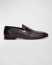 Santoni - Gwendal Woven Leather Penny Loafers - Lyst