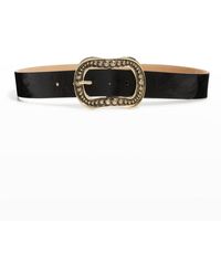 Streets Ahead - Studded Shiny Leather Buckle Belt - Lyst