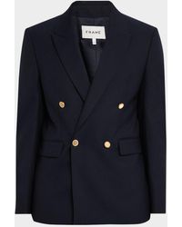 FRAME - Double-Breasted Wool Blazer Jacket - Lyst