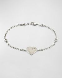 Gucci - Sterling Silver Heart Bracelet With Interlocking G - Lyst