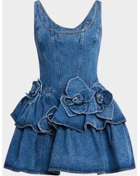 AKNVAS - Devyn Denim Ruffle Mini Dress - Lyst