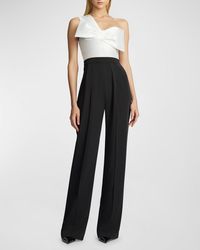 Zac Posen - One-shoulder Two-tone Bow-front Jumpsuit - Lyst
