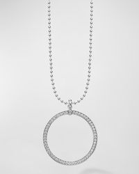 Lagos - Sterling Diamond Circle Pendant On Versatile Ball Chain Necklace, 34"L - Lyst