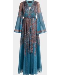 Etro - Floral Paisley Silk Boho Gown - Lyst