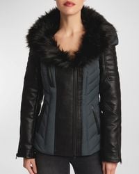 BLANC NOIR - Sophia Hooded Moto Puffer Jacket - Lyst