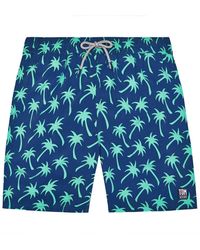 Tom & Teddy - Palm-Print Swim Trunks - Lyst