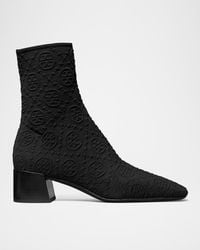 Tory Burch - T Monogram Stretch Knit Jacquard Ankle Boots - Lyst