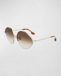 Victoria Beckham - V-Star Geometric Oval Metal Sunglasses - Lyst