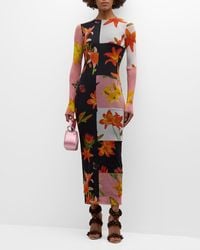 Fuzzi - Floral Patchwork-Print Tulle Maxi Dress - Lyst