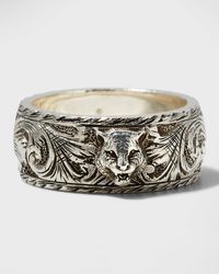 Gucci - Sterling Silver Gatto Ring - Lyst