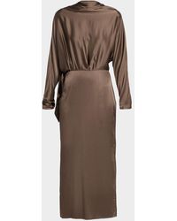 STAUD - Phoebe Draped Silk Maxi Dress - Lyst