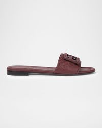Fendi - Baguette Ff Leather Buckle Flat Slide Sandals - Lyst