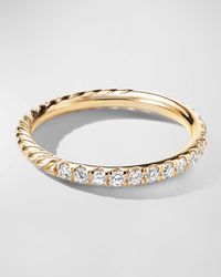 David Yurman - Cable Collectibles Pave Diamond Band Ring In 18k Yellow Gold, Size 5 - Lyst