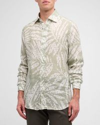 BOSS - Linen Floral-Print Casual Button-Down Shirt - Lyst