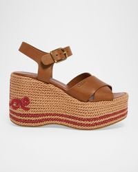 Chloé - Isla Leather Espadrille Wedge Sandals - Lyst
