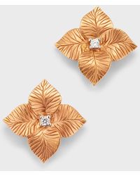 Piranesi - 18K And Rose Small Satin Flower Stud Earrings With Diamonds - Lyst