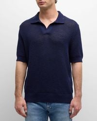 FRAME - Cotton-Silk Polo Sweater - Lyst