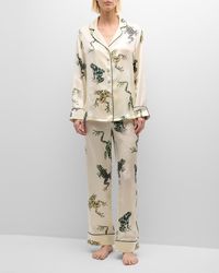 Olivia Von Halle - Lila Frog-Print Silk Satin Pajama Set - Lyst