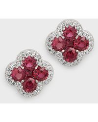Neiman Marcus - 18k Ruby And Diamond Flower Stud Earrings - Lyst