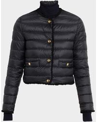 Moncler - Fleurs Bouclé-Trim Short Down Jacket - Lyst