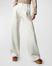 Smythe - Drapey Mid-Rise Pleated Cotton Trousers - Lyst