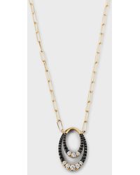 Frederic Sage - 18k Yellow Gold Double Vertical Oval Necklace With Black And White Diamonds - Lyst