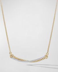 David Yurman - Crossover Bar Necklace With Diamonds In 18k Gold, 1.7mm, 16-17"l - Lyst