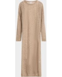 Brunello Cucinelli - Mohair Diamante Pailette Open-Knit Maxi Sweater Dress - Lyst