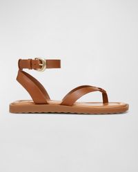 Vince - Samuela Leather Thong Ankle-Strap Sandals - Lyst