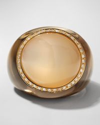 Sanalitro - 18k Yellow And White Gold Ring With Smokey Quartz, Moonstone And Diamonds - Lyst