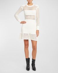 Alexander McQueen - Crochet-panel Long-sleeve Mini Dress - Lyst