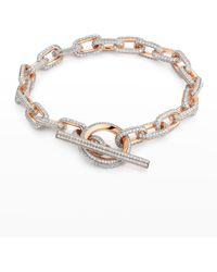WALTERS FAITH - 18k Rose Gold All Diamond Chain Link Toggle Bracelet - Lyst