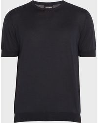 Giorgio Armani - Silk-Cotton Crew T-Shirt - Lyst