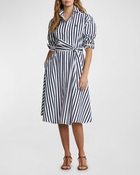 Polo Ralph Lauren - Belted Striped Cotton Shirtdress - Lyst