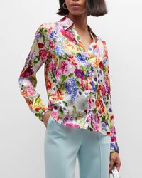 Alice + Olivia - Eloise Floral Button-front Blouse - Lyst