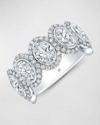 Rahaminov Diamonds - 18k White Gold Oval Diamond And Halo Band Ring, Size 6.5 - Lyst