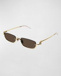 Gucci - Rimless Metal Rectangle Sunglasses With Logo - Lyst